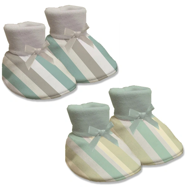 Adhigams Jungle On Wheels New Born Baby Stylish Cotton Booties for Baby boy and Girl | For 0 to 12 Months (Pack of 2) - 6-12 M