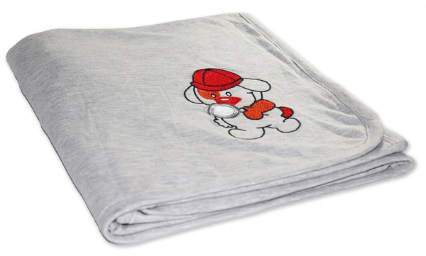 Adhigams New Born Baby Babbly Bear Stylish Cotton Blanket for Baby boy and Girl | for 0 to 12 Months (Pack of 1) (Grey) - 0-12 M