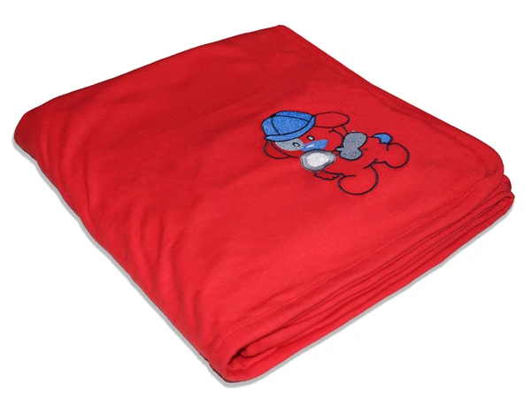 adhigams New Born Baby Babbly Bear Stylish Cotton Blanket for Baby boy and Girl | for 0 to 12 Months (Pack of 1) (Red) - 0-12 M