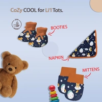 Adhigams New Born Baby Boy Caps/Rompers/Mittons/Booties/Napkins Clothing Gift Set -5 Pieces Cosmic Night (Dark Blue) for 0-6, 6-12 Months