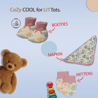 Adhigams New Born Baby Boy Caps/Rompers/Mittons/Booties/Napkins Clothing Gift Set -5 Pieces Baby Elephant (Pink) for 0-6, 6-12 Months