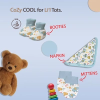 Adhigams New Born Baby Boy Caps/Rompers/Mittons/Booties/Napkins Clothing Gift Set -5 Pieces Baby Elephant (Blue) for 0-6, 6-12 Months