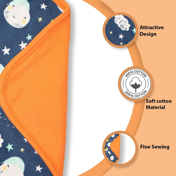 adhigams New Born Baby Cosmic Night Cotton Napkin | Cotton Baby Napkin for Baby boy and Girl (Pack of 2) - 0-24 M