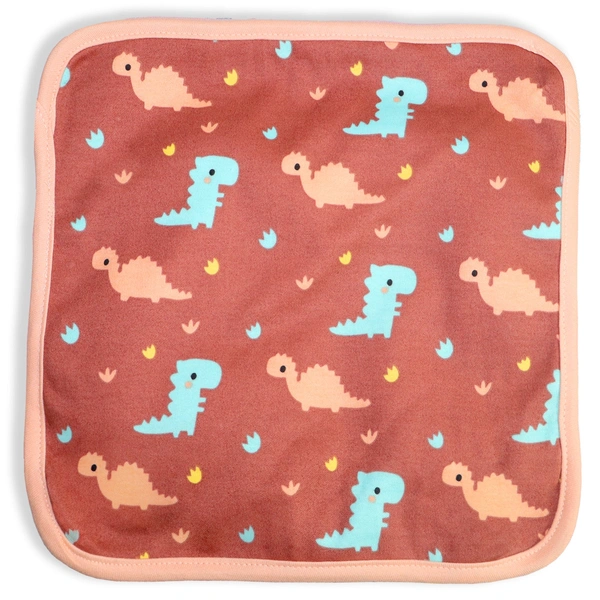 Adhigams New Born Baby Dino Doodle Cotton Napkin | Cotton Baby Napkin for Baby boy and Girl (Pack of 2) - 0-24 M