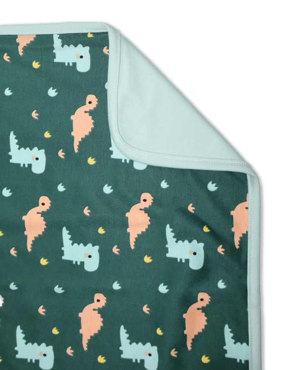 Adhigams New Born Baby Dino Doodle Cotton Napkin | Cotton Baby Napkin for Baby boy and Girl (Pack of 2) - 0-24 M