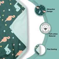 Adhigams New Born Baby Dino Doodle Stylish Cotton Blanket for Baby boy and Girl | for 0 to 12 Months (Pack of 1) (Green) - green