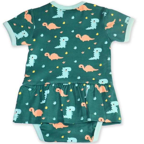adhigams New Born Baby Dino Doodle Stylish Cotton Romper for Baby Girl | for 3 to 6 Months (Pack of 1) (Green)