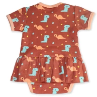 Adhigams New Born Baby Dino Doodle Stylish Cotton Romper for Baby Girl | for 3 to 6 Months (Pack of 1) (Brown)