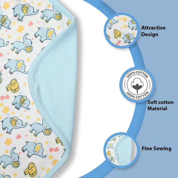 Adhigams New Born Baby Elephant Cotton Napkin | Cotton Baby Napkin for Baby boy and Girl (Pack of 2)