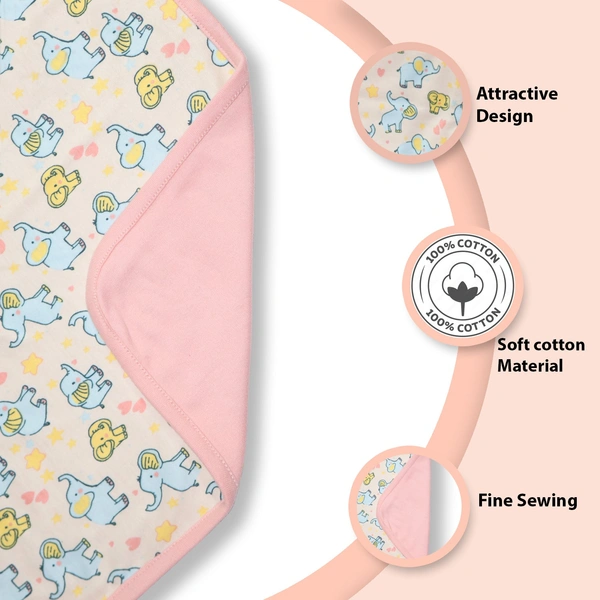 adhigams New Born Baby Elephant Stylish Cotton Blanket for Baby boy and Girl | for 0 to 12 Months (Pack of 1) (Baige) - 0-12 M