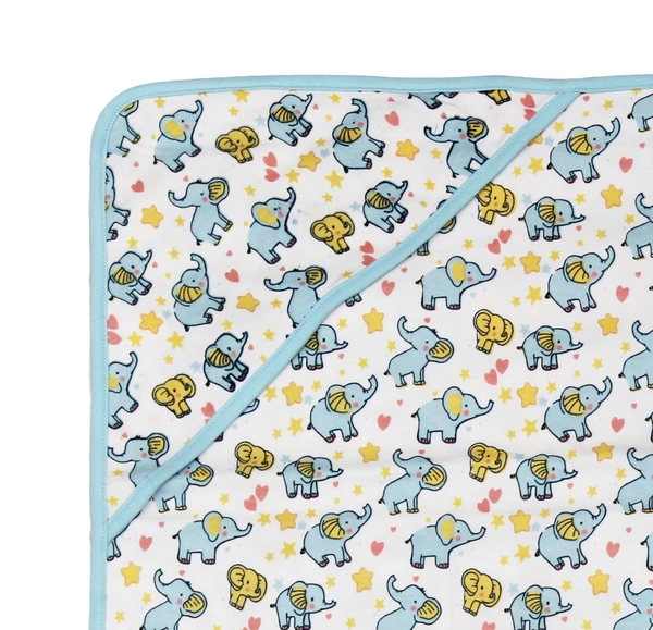 adhigams New Born Baby Elephant Stylish Cotton Hooded Blanket for Baby boy and Girl | for 0 to 12 Months (Pack of 1) (White) - 0-12 M