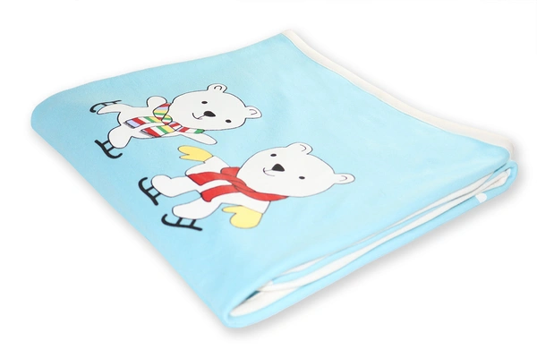 adhigams New Born Baby Jolly Bear Stylish Cotton Blanket for Baby boy and Girl | for 0 to 12 Months (Pack of 1) (Blue) - 0-12 M