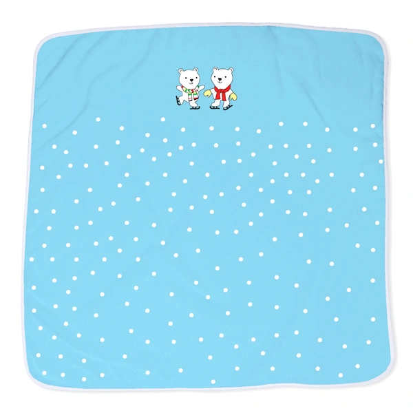 adhigams New Born Baby Jolly Bear Stylish Cotton Blanket for Baby boy and Girl | for 0 to 12 Months (Pack of 1) (Blue) - 0-12 M