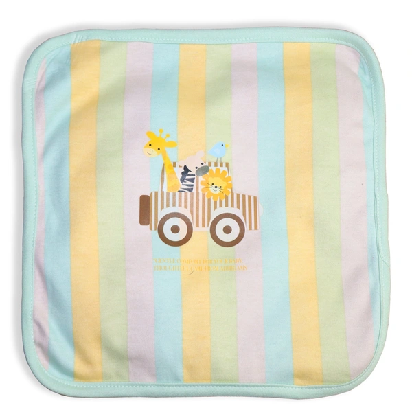adhigams New Born Baby Jungle On Wheels Napkin | Cotton Baby Napkin for Baby boy and Girl (Pack of 2)
