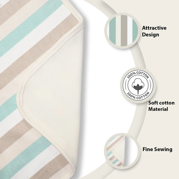 adhigams New Born Baby Jungle on Wheels Stylish Cotton Blanket for Baby boy and Girl | for 0 to 12 Months (Pack of 1) (Stripe Brown) - 0-12 M