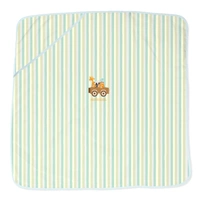 Adhigams New Born Baby Jungle on Wheels Stylish Cotton Hooded Blanket for Baby boy and Girl | for 0 to 12 Months (Pack of 1) (Stripe Yellow)