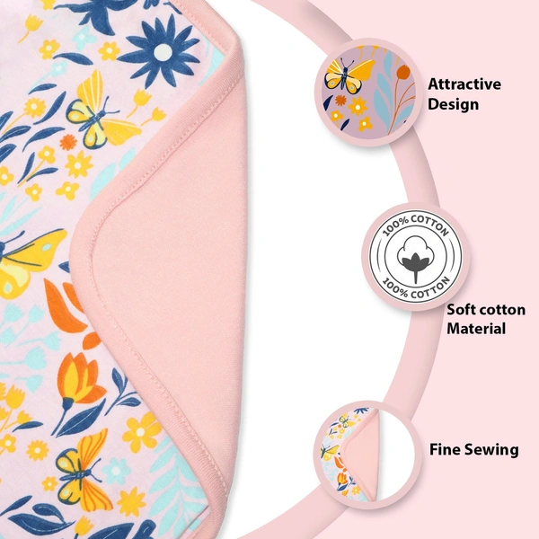 adhigams New Born Baby Sky Dancer Stylish Cotton Blanket for Baby boy and Girl | for 0 to 12 Months (Pack of 1) (Peach) - 0-12 M