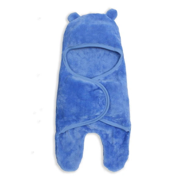 Adhigams New Born Baby Stylish BathRobe/Bath Towel/Baby Wrapper | Unisex Bath Wrap for Baby boy and Girl (6-12 Months) (Blue)
