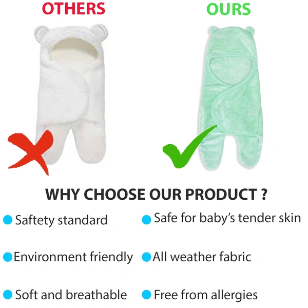 Adhigams New Born Baby Stylish BathRobe/Bath Towel/Baby Wrapper | Unisex Bath Wrap for Baby boy and Girl (6-12 Months) (Green) - 6-12 Months