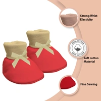 Adhigams New Born Bubbly Bear Stylish Cotton Caps/Mittens/Booties | Cotton Baby Set for Baby boy and Girl (Pack of 3) Red