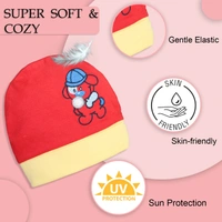Adhigams New Born Bubbly Bear Stylish Cotton Caps/Topi/Hats | Cotton Baby Cap for Baby boy and Girl (Pack of 2) (0 to 6, 6 to 12 Months) - 6-12 Months
