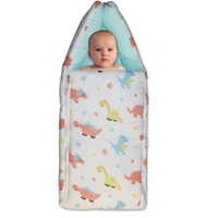 Adhigams New Born Dino Stylish Muslin Sleeping Bag/Carry Nest/Portable Bassinet | Baby Sleeping Bag for Baby boy and Girl (Pack of 1) (0 to 6 Months) (White)