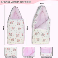 Adhigams New Born Grey Baby Elephant Stylish Muslin Sleeping Bag/Carry Nest/Portable Bassinet | Baby Sleeping Bag for Baby boy and Girl (Pack of 1) (0 to 6 Months) (White)