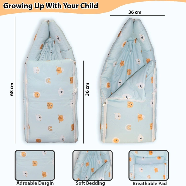 Adhigams New Born Jungle King Stylish Riyon Sleeping Bag/Carry Nest/Portable Bassinet | Baby Sleeping Bag for Baby boy and Girl (Pack of 1) (0 to 6 Months) (Green).
