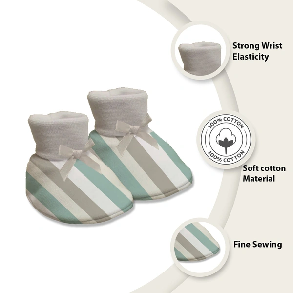 Adhigams New Born Jungle on Wheels Stylish Cotton Caps/Mittens/Booties | Cotton Baby Set for Baby boy and Girl (Pack of 3) multicolour