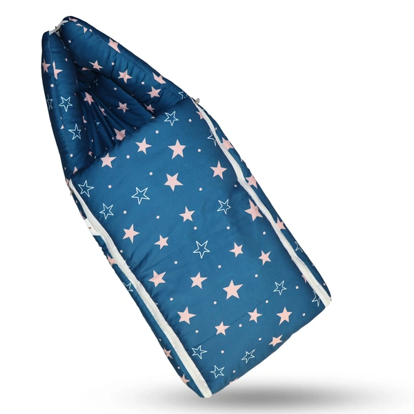 Adhigams New Born Star Night Stylish Riyon Sleeping Bag/Carry Nest/Portable Bassinet | Baby Sleeping Bag for Baby boy and Girl (Pack of 1) (0 to 6 Months) (Blue)