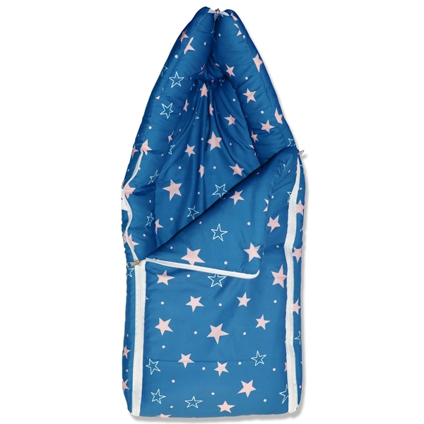 Adhigams New Born Star Night Stylish Riyon Sleeping Bag/Carry Nest/Portable Bassinet | Baby Sleeping Bag for Baby boy and Girl (Pack of 1) (0 to 6 Months) (Blue)