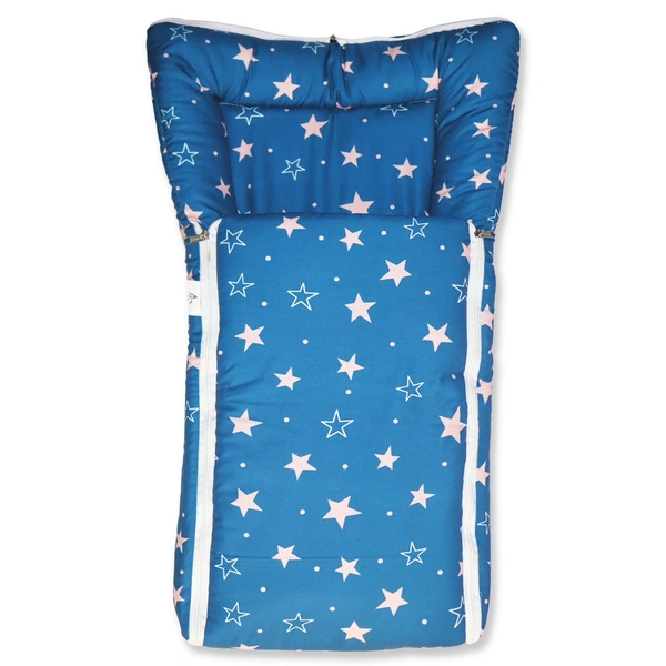 Adhigams New Born Star Night Stylish Riyon Sleeping Bag/Carry Nest/Portable Bassinet | Baby Sleeping Bag for Baby boy and Girl (Pack of 1) (0 to 6 Months) (Blue)