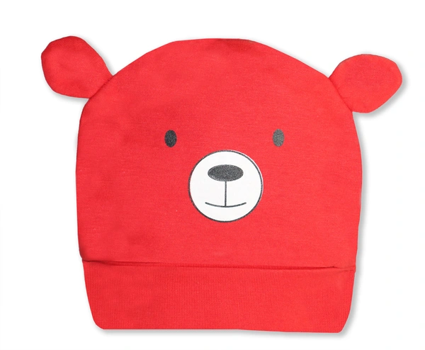 Adhigams New Born Teddy Smile Stylish Cotton Caps/Topi/Hats | Cotton Baby Cap for Baby boy and Girl (Pack of 2) (0 to 6, 6 to 12 Months)