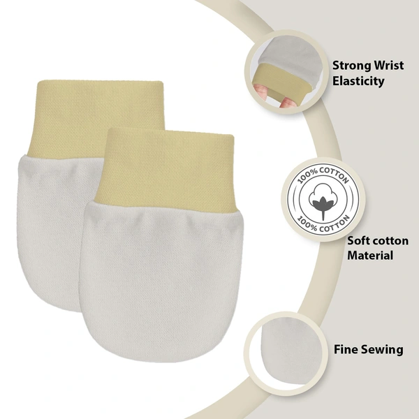 Adhigams New Born Tiny Teats Stylish Cotton Caps/Mittens/Booties | Cotton Baby Set for Baby boy and Girl (Pack of 3) Peach