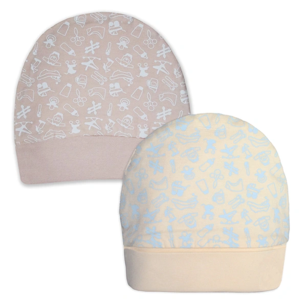 Adhigams New Born Tiny Treats Stylish Cotton Caps/Topi/Hats | Cotton Baby Cap for Baby boy and Girl (Pack of 2) (0 to 6, 6 to 12 Months) - 0-6 Months