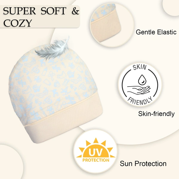 Adhigams New Born Tiny Treats Stylish Cotton Caps/Topi/Hats | Cotton Baby Cap for Baby boy and Girl (Pack of 2) (0 to 6, 6 to 12 Months) - 0-6 Months