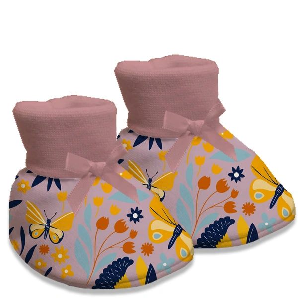 Adhigams Sky Dancer New Born Baby Stylish Cotton Booties for Baby boy and Girl | For 0 to 12 Months (Pack of 2) - 6-12 M