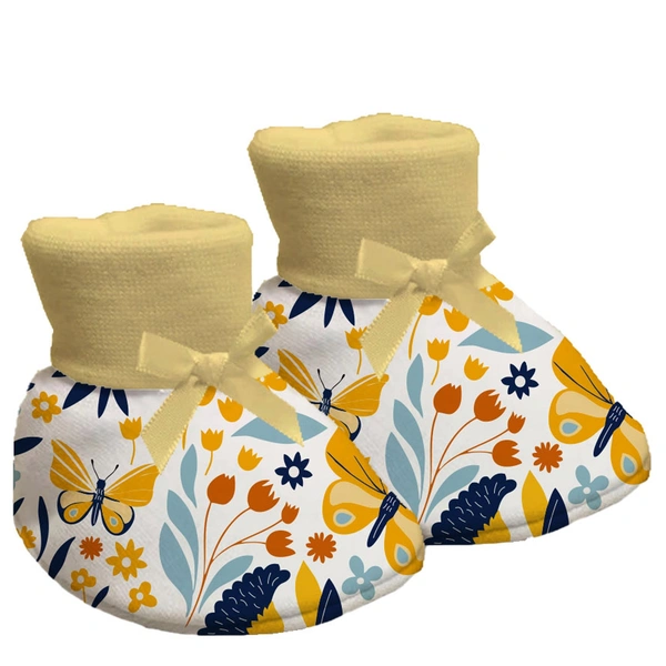 Adhigams Sky Dancer New Born Baby Stylish Cotton Booties for Baby boy and Girl | For 0 to 12 Months (Pack of 2) - 6-12 M