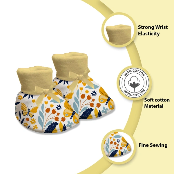 Adhigams Sky Dancer New Born Baby Stylish Cotton Booties for Baby boy and Girl | For 0 to 12 Months (Pack of 2) - 6-12 M