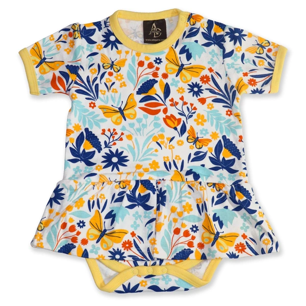 adhigams Sky Dancer New Born Baby Unisex Rompers/Jumpsuit/Sleepsuit/Night Suits for Baby Boys & Girls, Infants, 100% Pure Cotton Suit (0-3/3-6/6-9/9-12/12-18 Months) (Pack of 1) (Yellow)