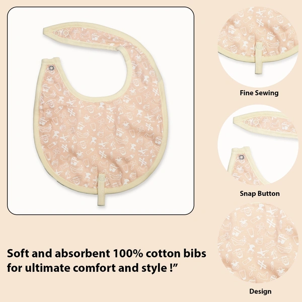 adhigams Teeny Treats Cotton Baby Neck Cloth Feeding Drool Bibs with Adjustable Snap Button Closure, Super Absorbent & Reusable, Soft, Comfortable & Lightweight Bandana, Bibs - 0-12 M