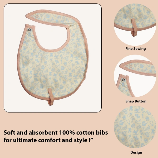 adhigams Teeny Treats Cotton Baby Neck Cloth Feeding Drool Bibs with Adjustable Snap Button Closure, Super Absorbent & Reusable, Soft, Comfortable & Lightweight Bandana, Bibs - 0-12 M