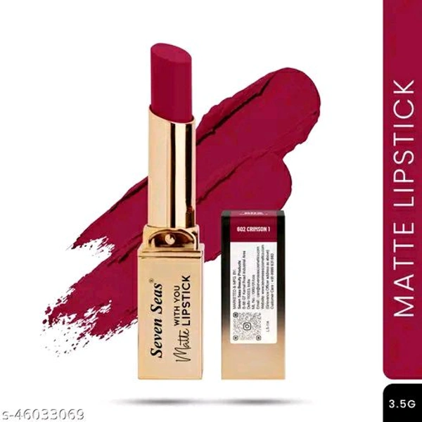 Matte With You Long Lasting Lipstick | Smooth Application |Transferproof & Smudge Proof | Highly Pigemented Lipstick for Women(Crimson-1,3.5g) - Purple, 3.5g