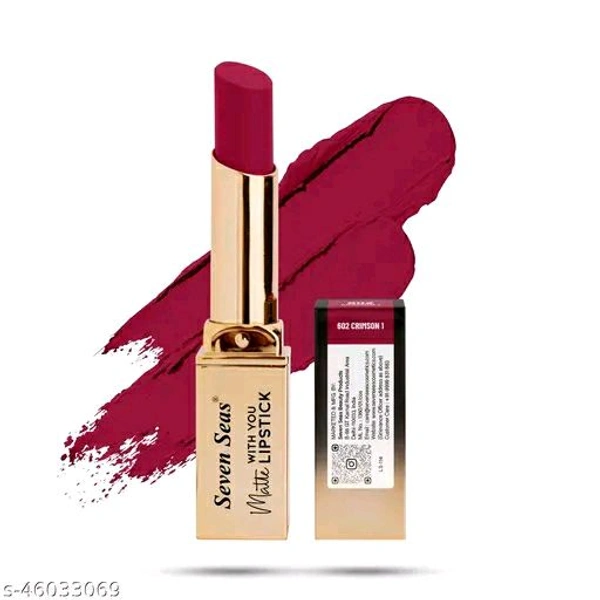 Matte With You Long Lasting Lipstick | Smooth Application |Transferproof & Smudge Proof | Highly Pigemented Lipstick for Women(Crimson-1,3.5g) - Purple, 3.5g