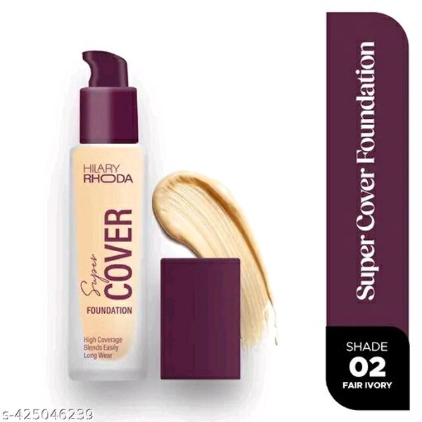 Super Cover Foundation | Blemish Free | High Coverage & Waterproof Foundation | 24-Hour Stay & Non-Sticky Formula | Matte Finish | Blends Flawlessly | 30g (Fair Ivory| Shade 02)