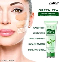 Green Tea Whitening Moist Skin Waterproof Foundation | Long-Lasting, Flawless Coverage (WHITE IVORI)