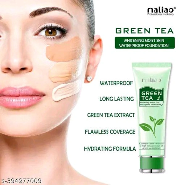 Green Tea Whitening Moist Skin Waterproof Foundation | Long-Lasting, Flawless Coverage (WHITE IVORI)
