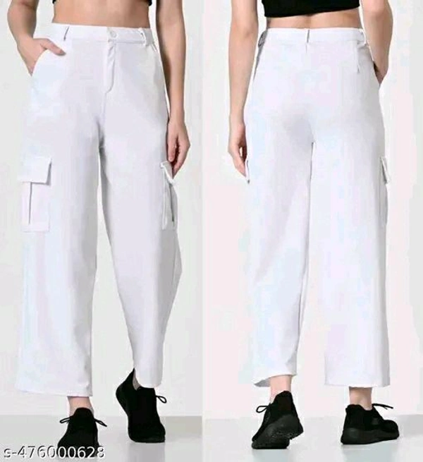 Latest Time Of Cargo Trousers For Women & Girls - White, 30