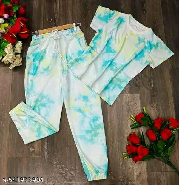 Tie-Dye Co-Ord Set for Women – T-Shirt & Joggers
Name: Tie-Dye Co-Ord Set for Women – T-Shirt & Joggers
Top Fabric: Polycotton
Bottom Fabric: Polycotton
Sleeve Length: Short Sleeves
Net Quantity (N): 1
Sizes: 
XS (Top Bust Size: 32 in, Top Length Size: 22 in, Top Hip Size: 30 in, Bottom Waist Size: 26 in, Bottom Hip Size: 30 in, Bottom Length Size: 36 in) - White, XS