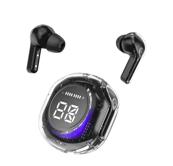 Ultra Pods Pro Ultrapods Pro TWS Earbud, Bluetooth Earbuds with Display, Transparent Design, 30 Hrs Playtime with Fast Charging, Bluetooth 5.3 - Black